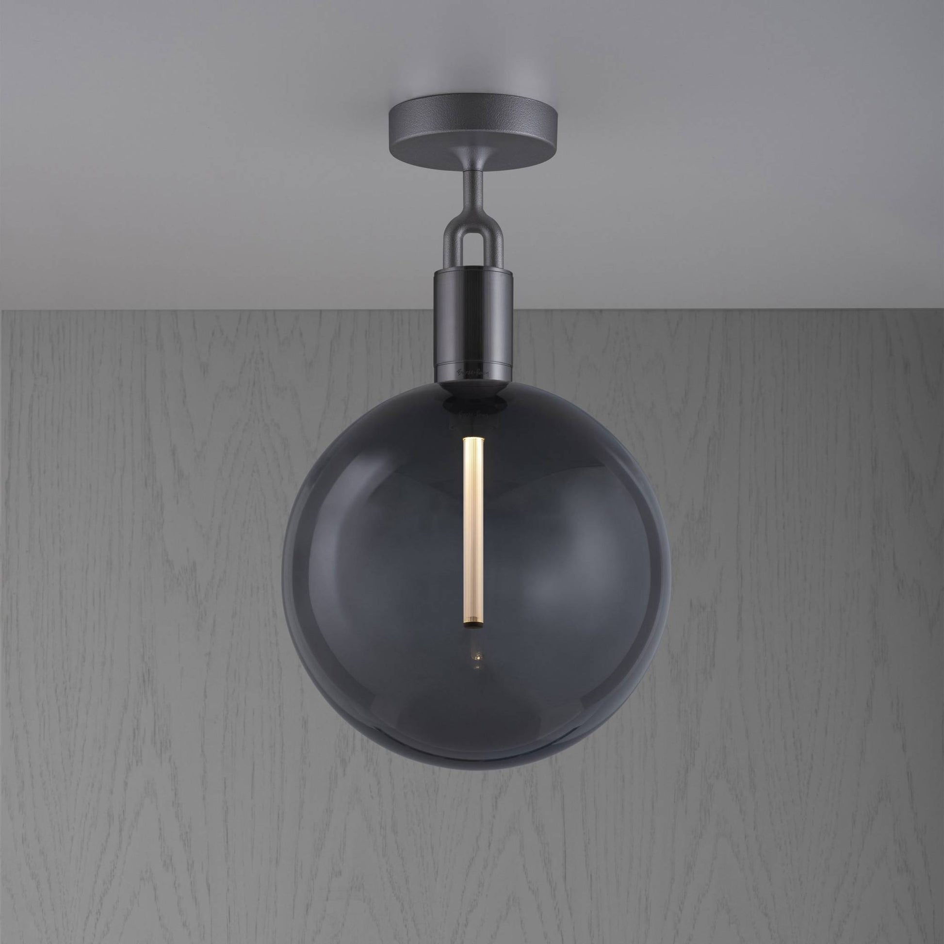 Forked Ceiling Globe Smoked Large Gun Metal