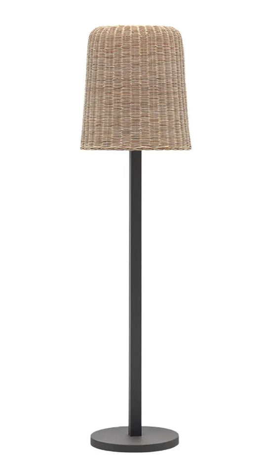 Floor Lamp in Black Lacquer with Rattan Core Shade - $1,940.00