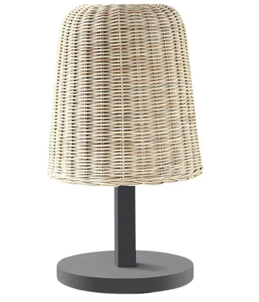 Table Lamp in Black Lacquer with Rattan Core Shade - $1,190.00
