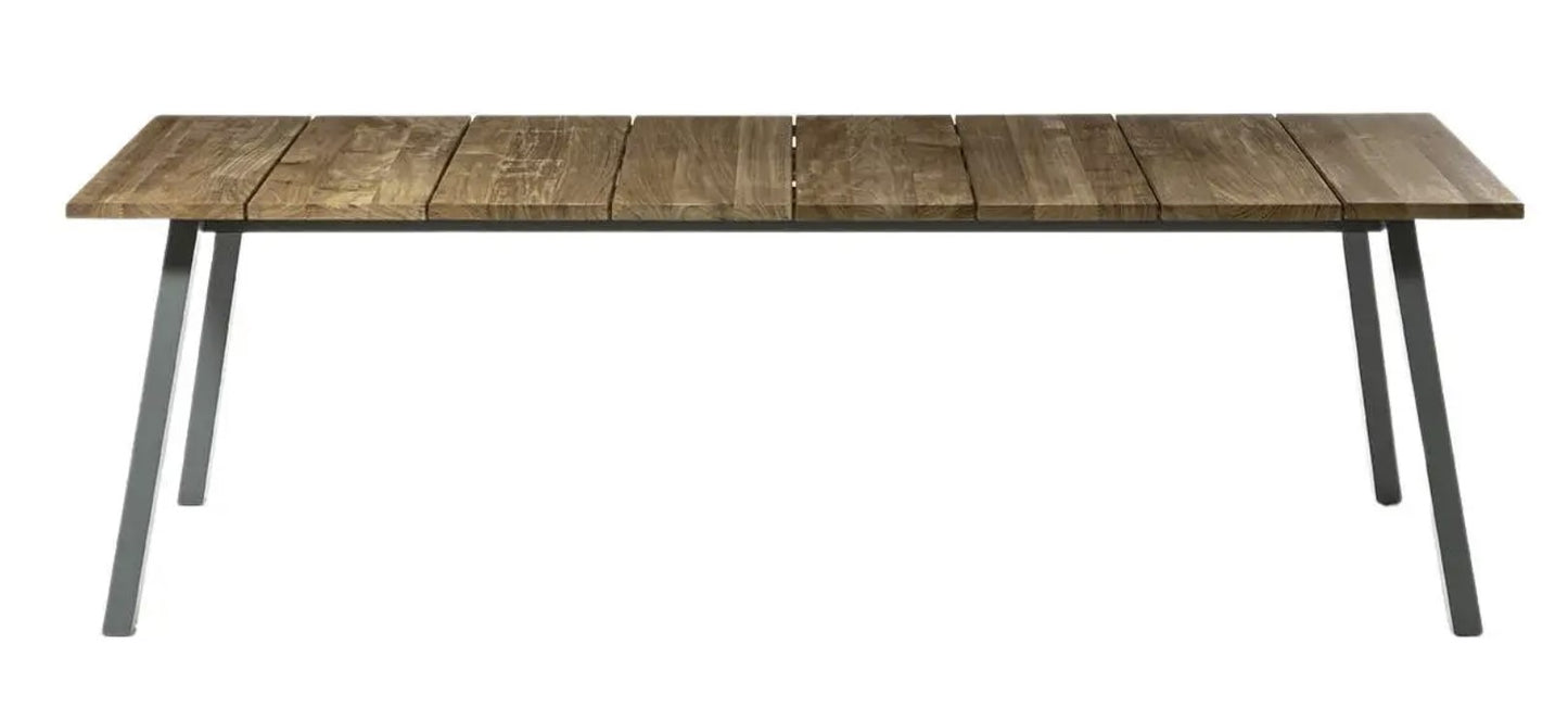 Large Inout Table in Natural Teak Slats Top with Grey Aluminium Frame - $7,550.00