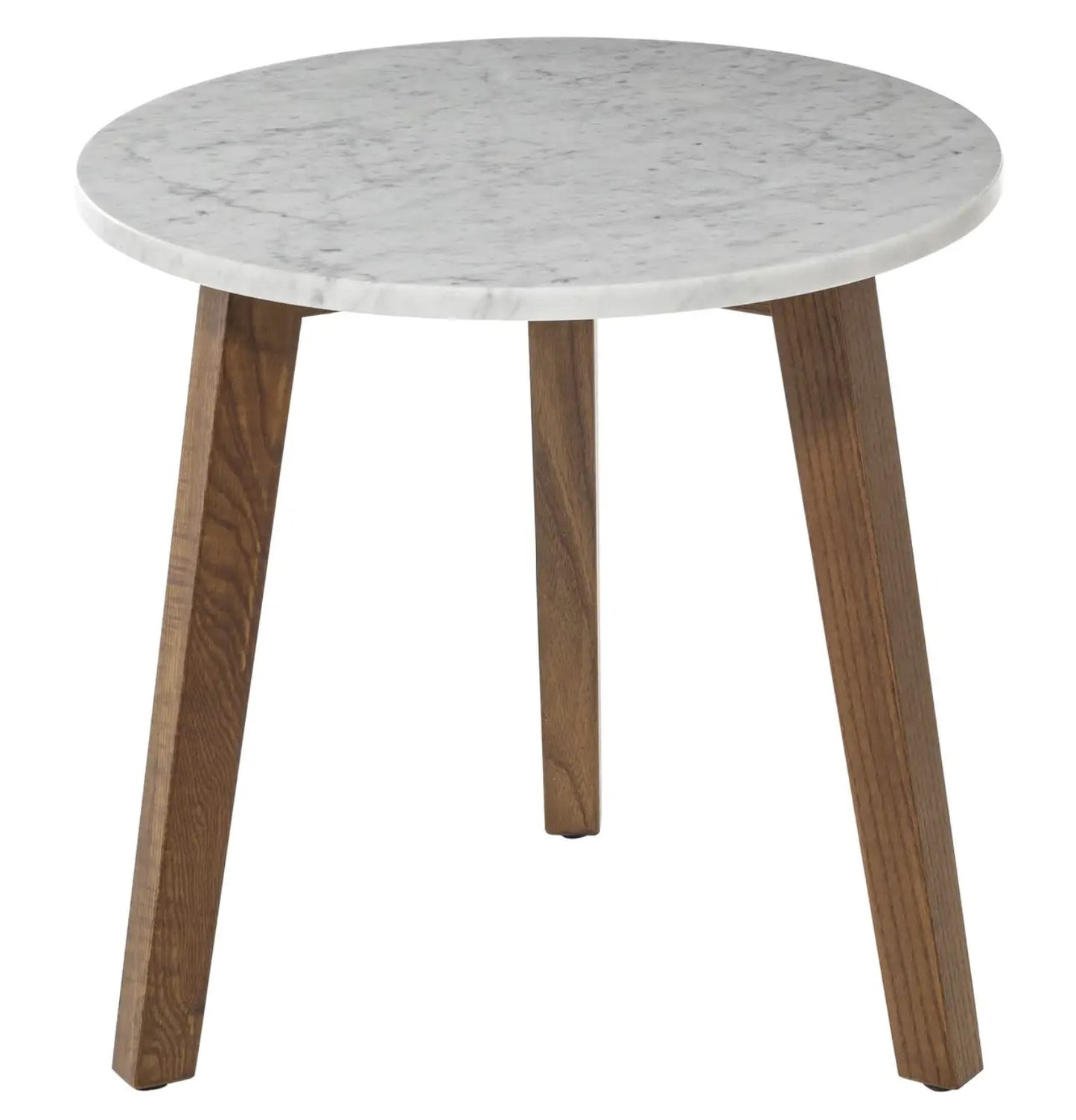 Small Inout Side Table in White Carrara Marble Top with Oiled Iroko - $1,145.00