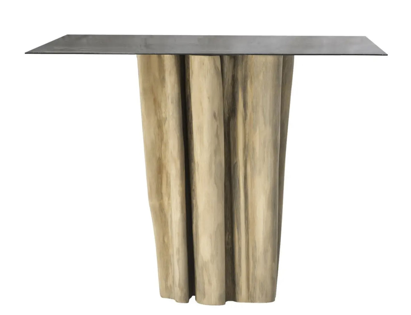 Square Brick Table in Waxed Iron Top with Natural Base - $4,130.00