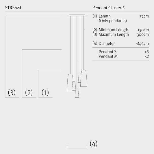 Hering Berlin Stream Pendant Cluster 5