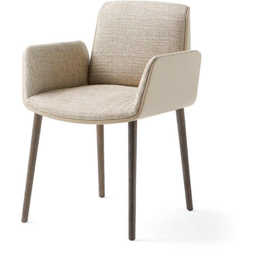 Hug Fully Upholstered Wood Legs Lounge Chair by Punt