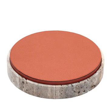 GIOBAGNARA | GIZA LEATHER & MARBLE ROUND BOX #6 | $855.00
