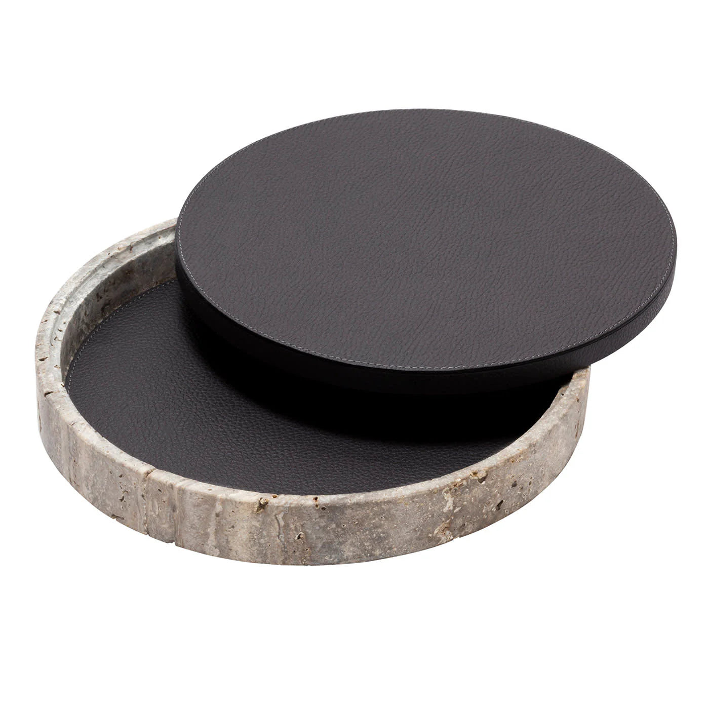 GIOBAGNARA | GIZA LEATHER & MARBLE ROUND BOX #2 | $855.00