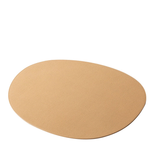GIOBAGNARA | MARIS ROUND BEIGE LEATHER PLACEMENT MAT BY KELLY WEARSTLER | $225.00