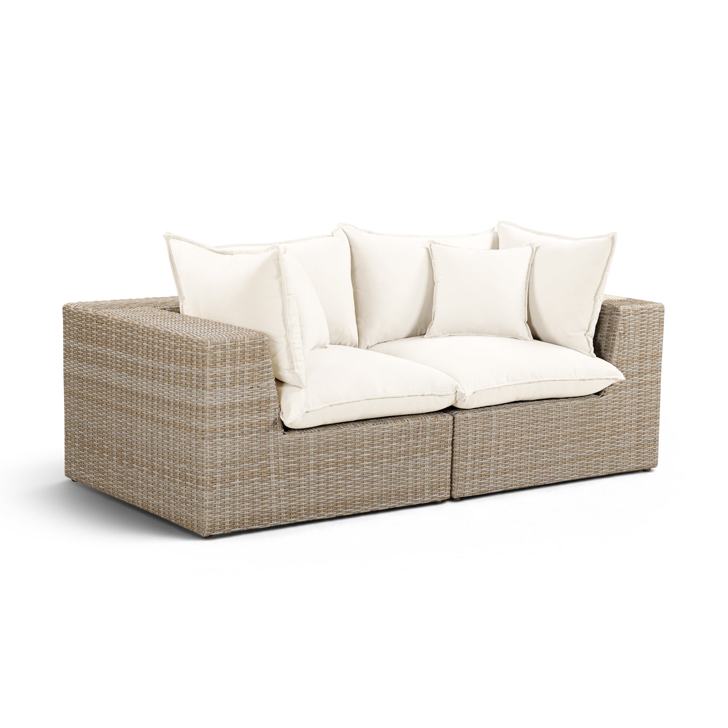 TOV FURNITURE | Cali 80" Performance Fabric & Wicker Outdoor Loveseat | $1,793.33
