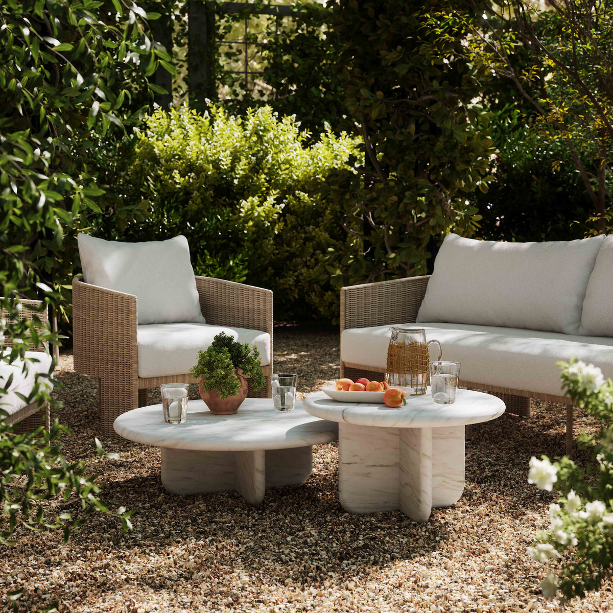 TOV FURNITURE | Juju 2-Piece Faux Marble Indoor/Outdoor Nesting Coffee Table Set | $1,780.02