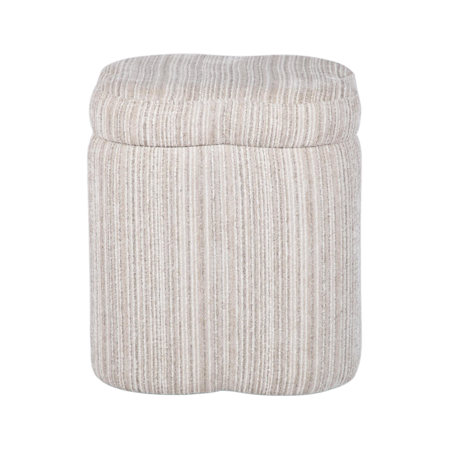 Lilou Cream Striped Jacquard Storage Accent Stool