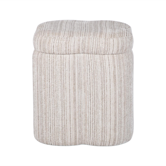 Lilou Cream Striped Jacquard Storage Accent Stool