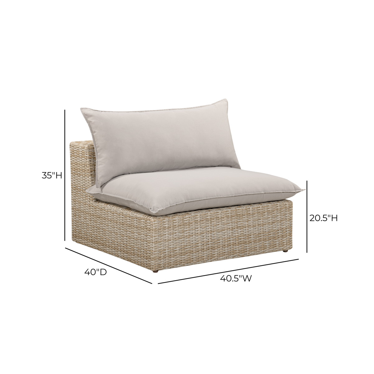 TOV FURNITURE | Cali Performance Fabric & Wicker Outdoor Armless Chair | $1,494.13
