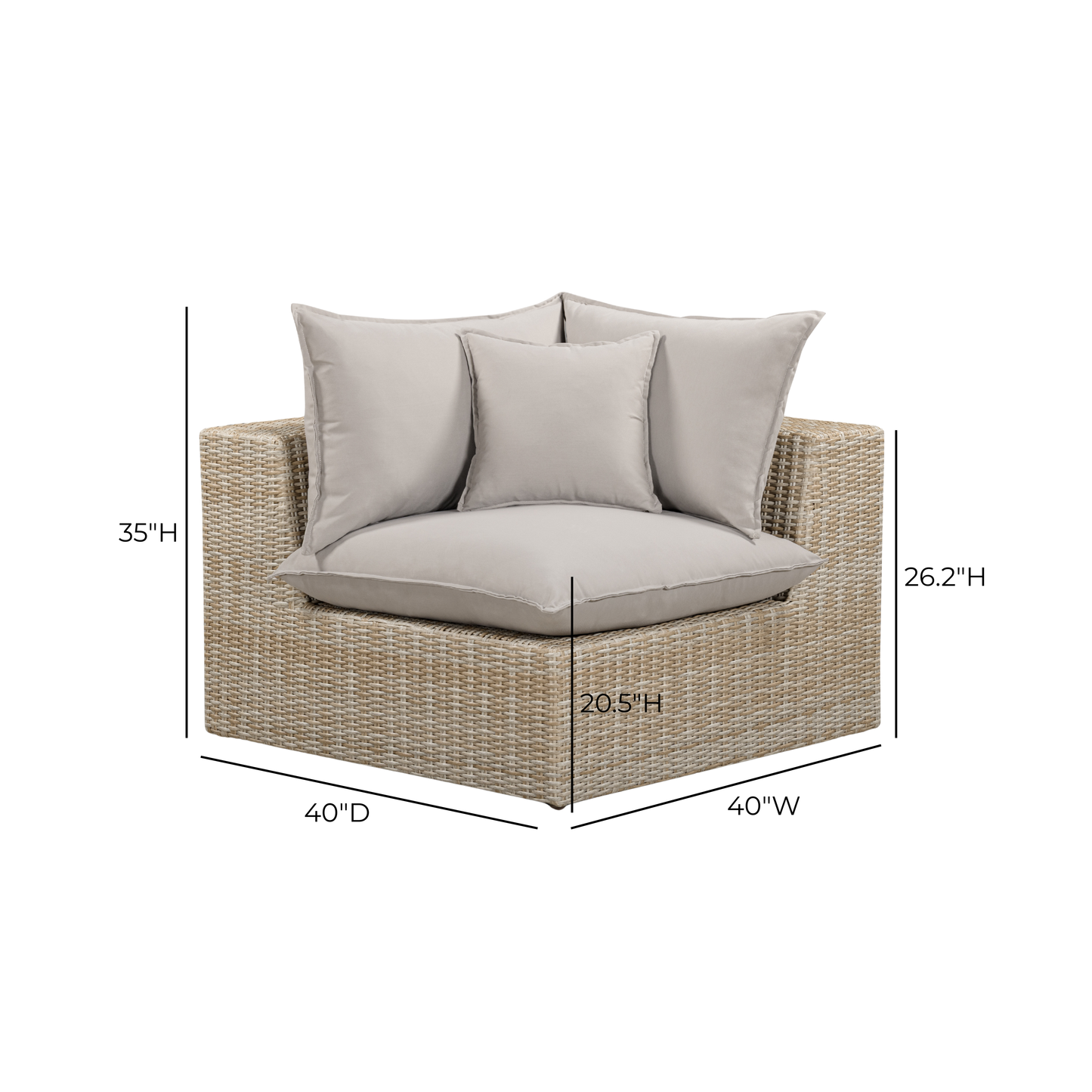 TOV FURNITURE | Cali Performance Fabric & Wicker Outdoor Corner Chair | $1,494.13