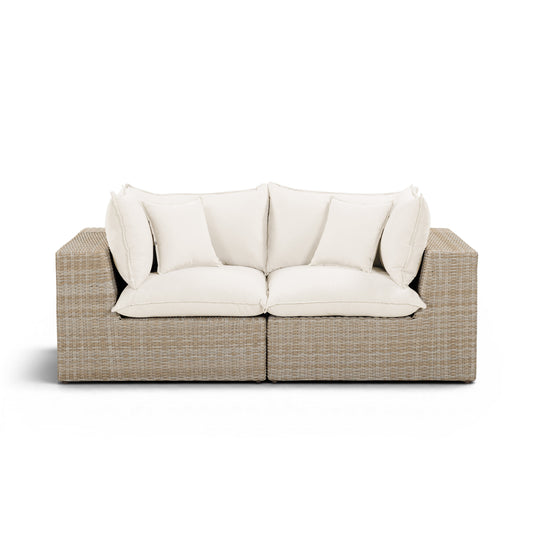 Cali 80" Performance Fabric & Wicker Outdoor Loveseat