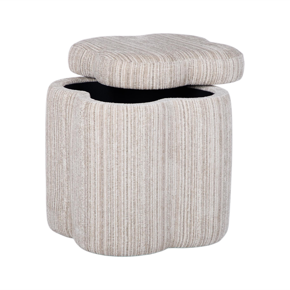TOV FURNITURE | Lilou Cream Striped Jacquard Storage Accent Stool | $196.02
