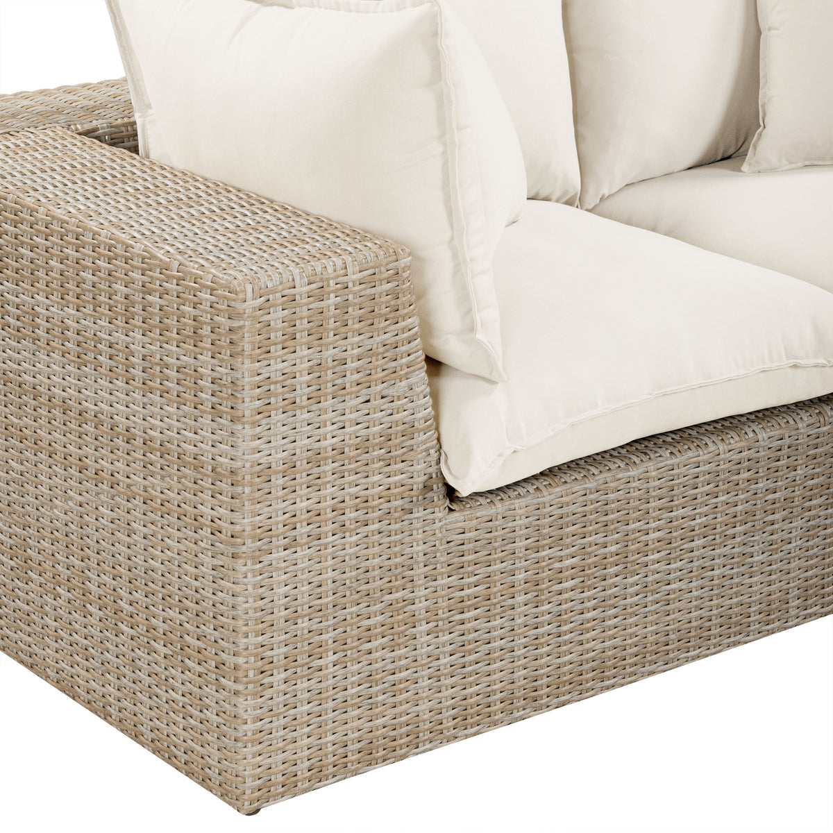 TOV FURNITURE | Cali 120" Performance Fabric & Wicker Outdoor Sofa | $2,690.93