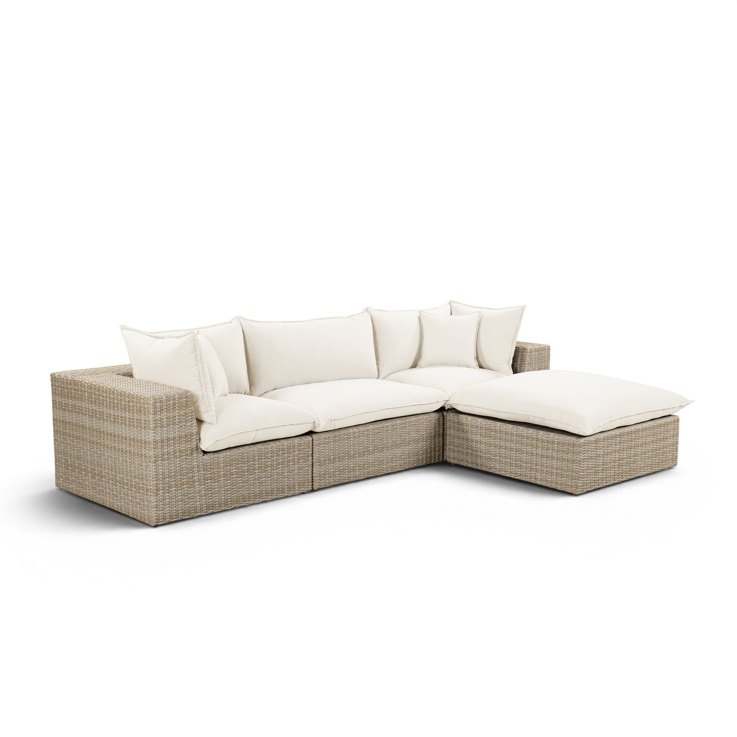 TOV FURNITURE | Cali 4-Piece Performance Fabric & Wicker Outdoor Sectional | $3,588.53
