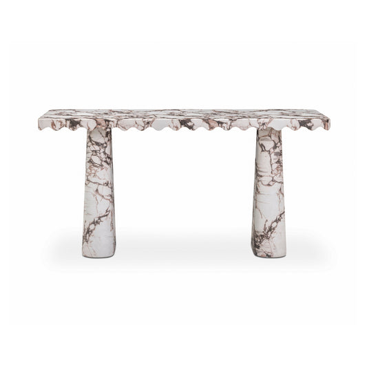 Janice 61" Breccia Faux Marble Console Desk