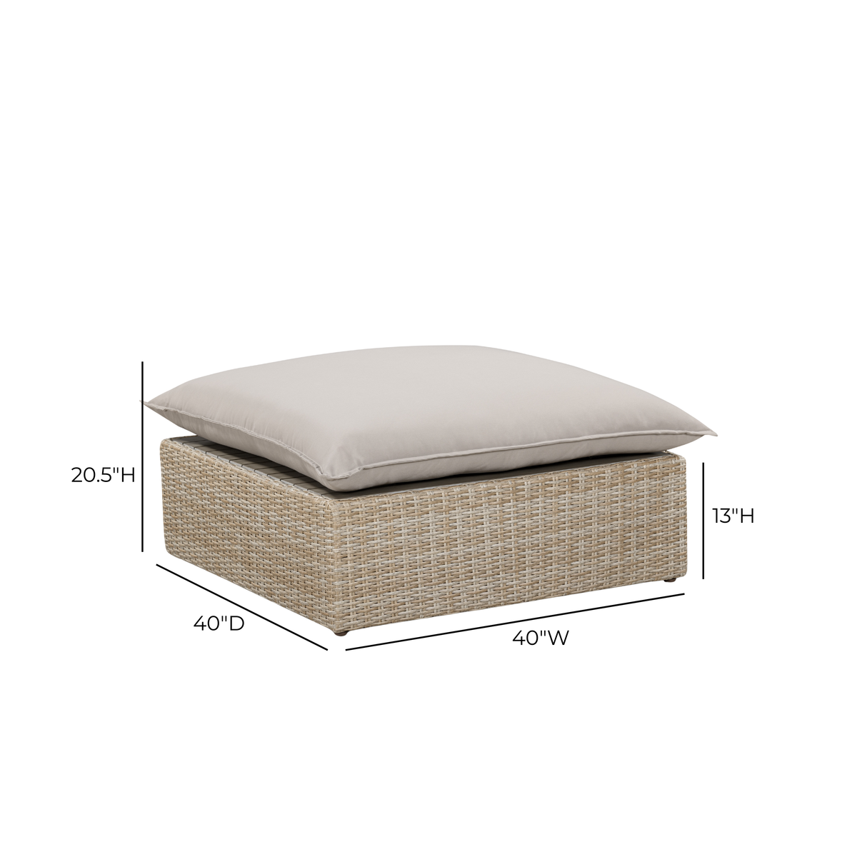 TOV FURNITURE | Cali Performance Fabric & Wicker Outdoor Ottoman | $1,494.13