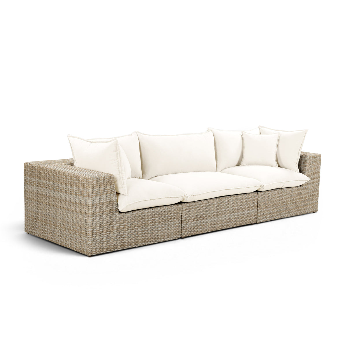 TOV FURNITURE | Cali 120" Performance Fabric & Wicker Outdoor Sofa | $2,690.93