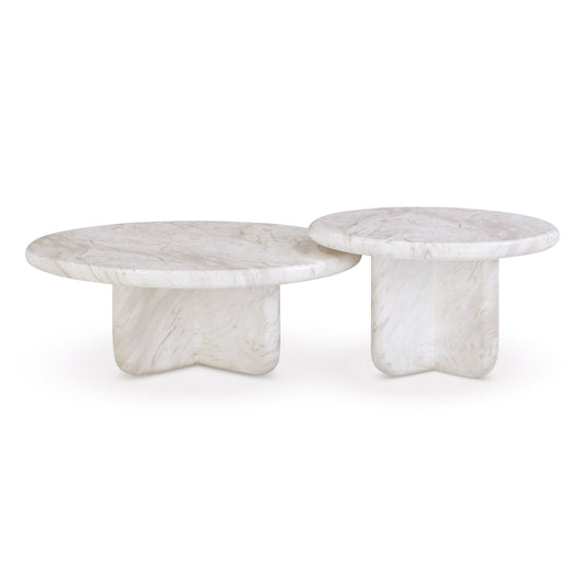 Juju 2-Piece Faux Marble Indoor/Outdoor Nesting Coffee Table Set