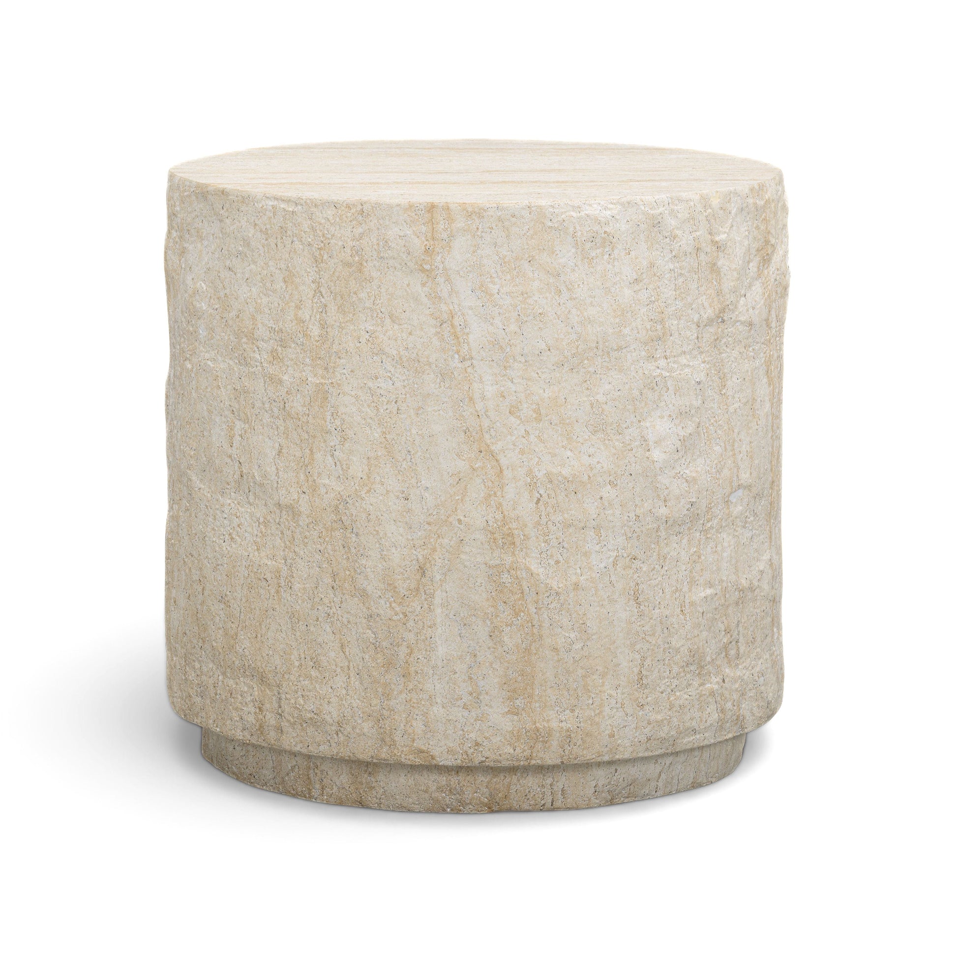 Roxanne Faux Travertine Indoor/Outdoor Concrete Side Table