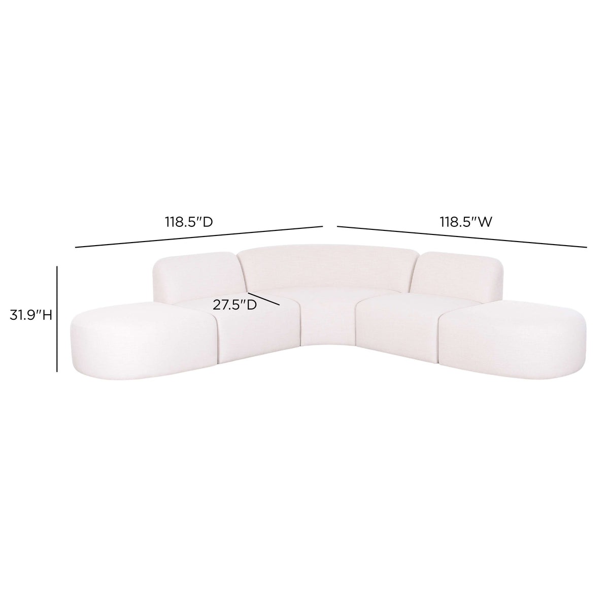 TOV FURNITURE | Gorge 5-Piece Modular Euro Sectional | $5,608.13