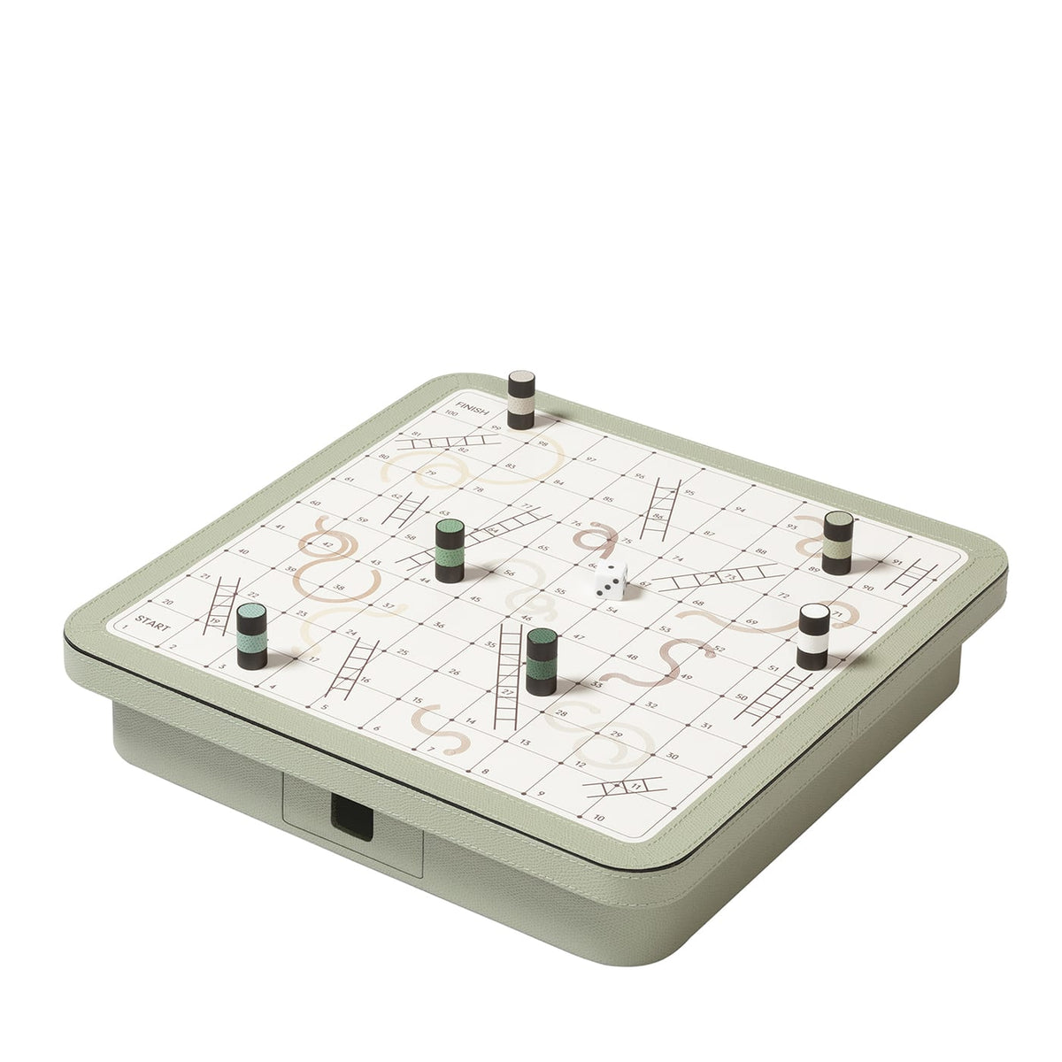 Giobagnara Delos Snakes and Ladders Green Leather Game Set