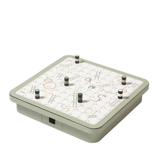 Giobagnara Delos Snakes and Ladders Green Leather Game Set