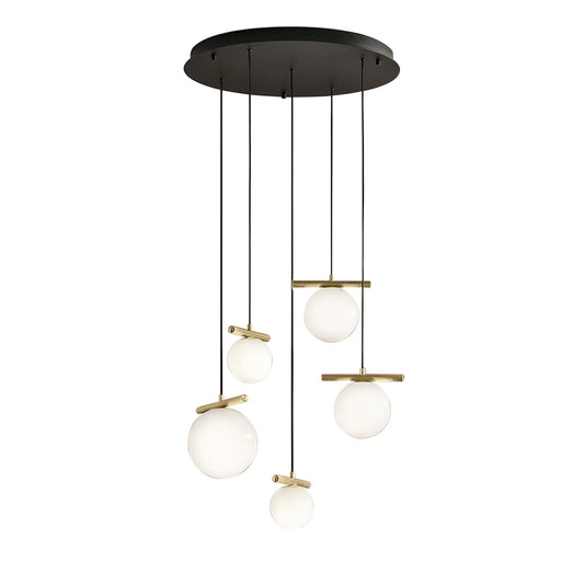 MASIERO | POSY OPALINE WHITE GLASS AND GALVANIZED METAL ROUND CHANDELIER | $4,400.00