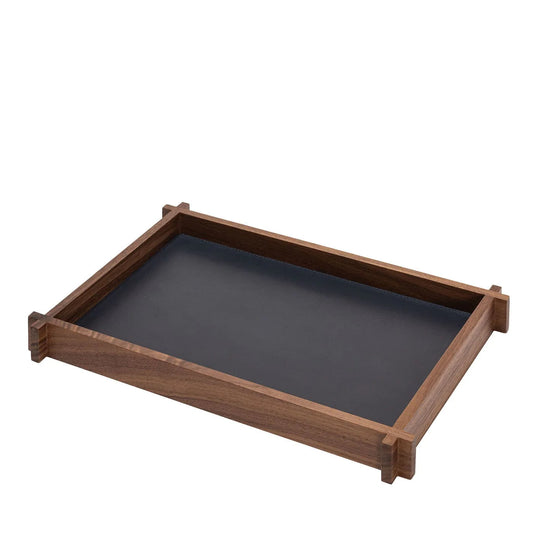 GIOBAGNARA | STRUCTURA LEATHER AND WOOD LONG RECTANGULAR TRAY LARGE #2| $585.00