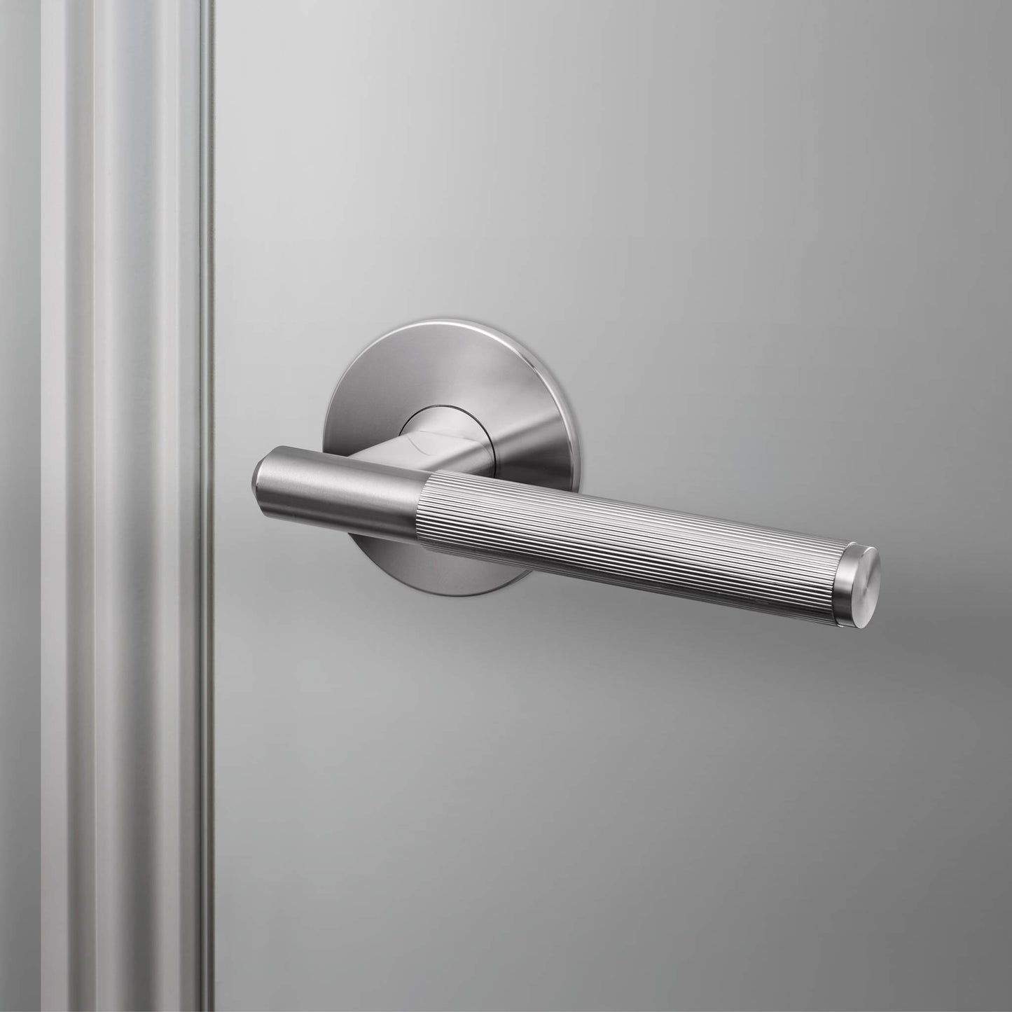 Fixed Door Handle Rose Linear - Steel