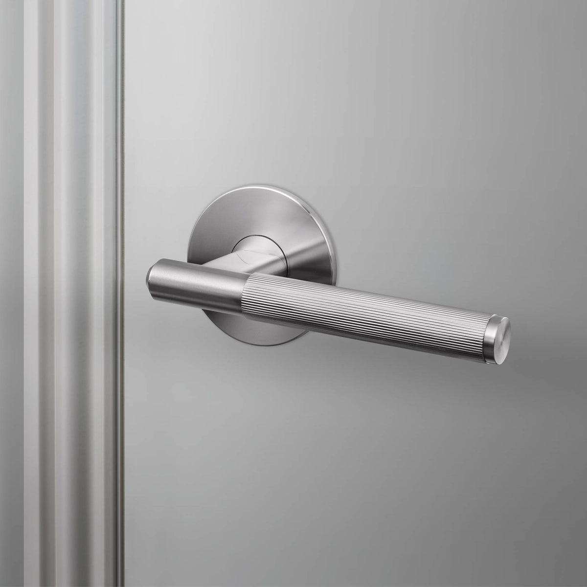 Fixed Door Handle Rose Linear - Steel