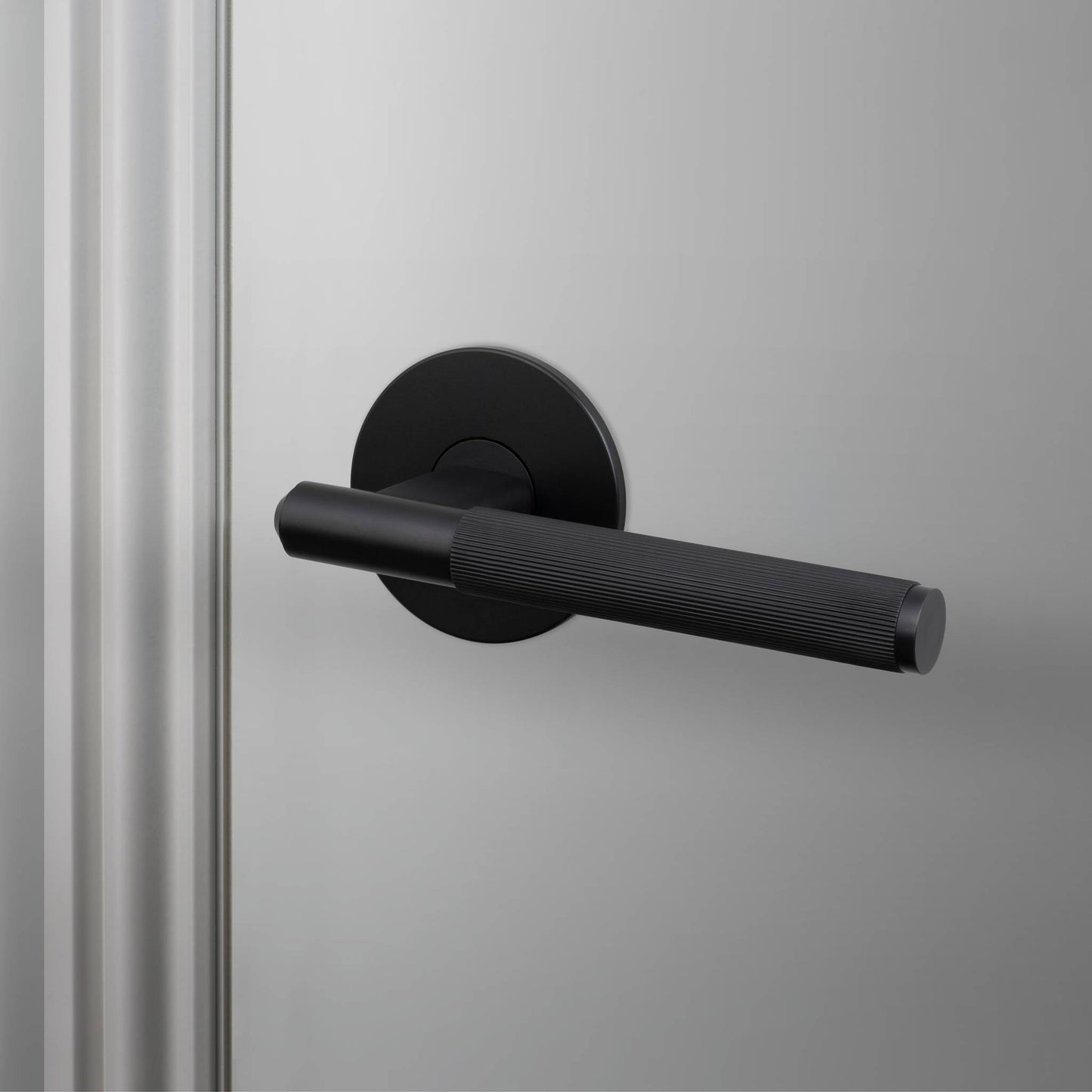 Fixed Door Handle Rose Linear - Welders Black