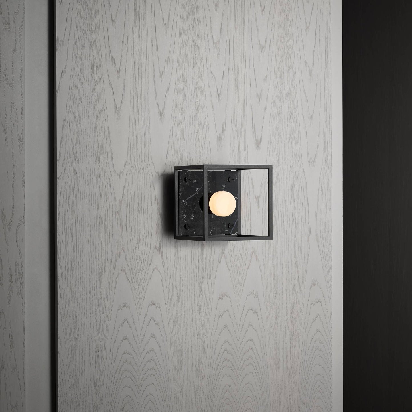 CAGED SMALL CROSS - BLACK MARBLE
