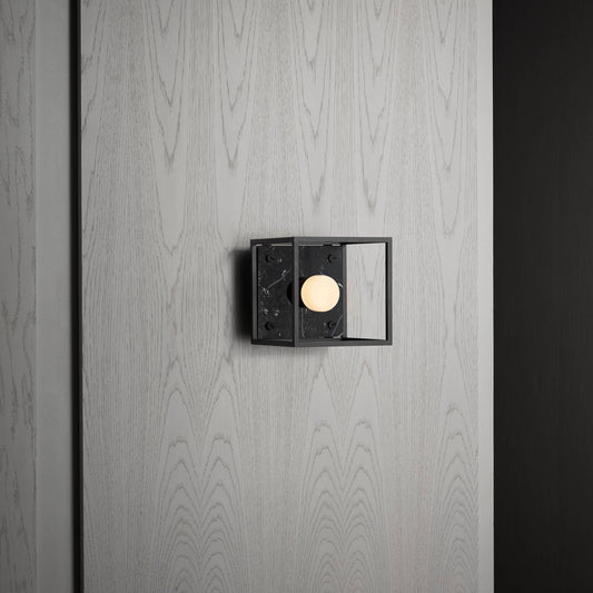 CAGED SMALL CROSS - BLACK MARBLE