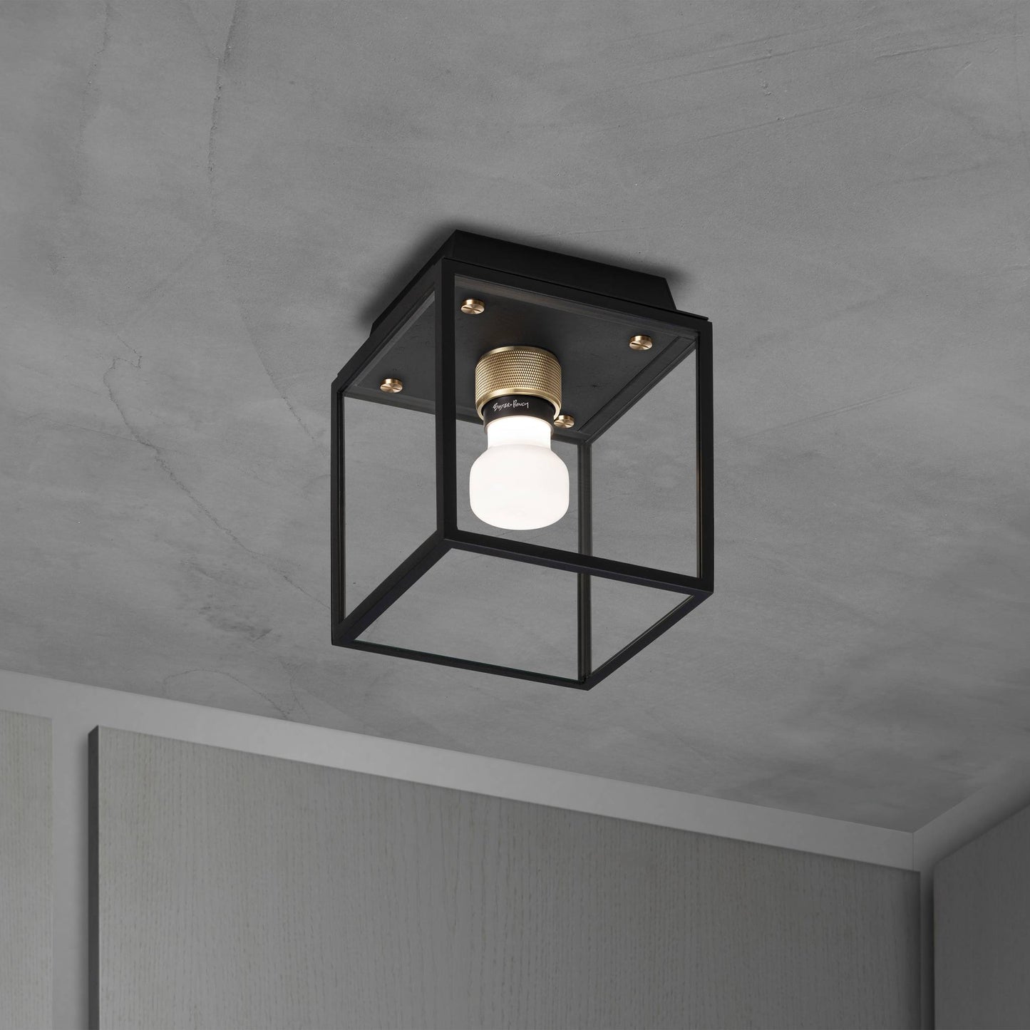 Caged Wet Ceiling Small Black Brass