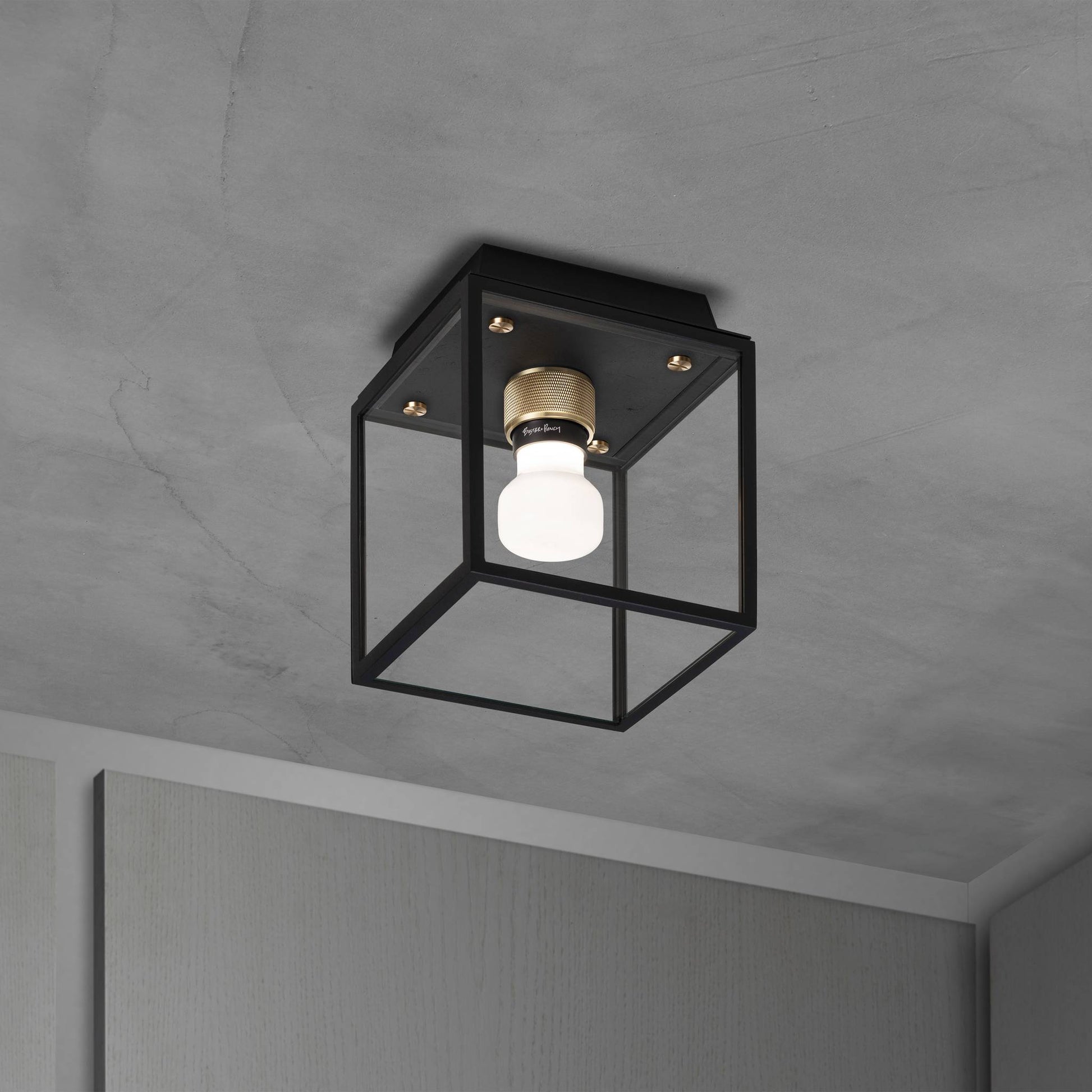 Caged Wet Ceiling Small Black Brass