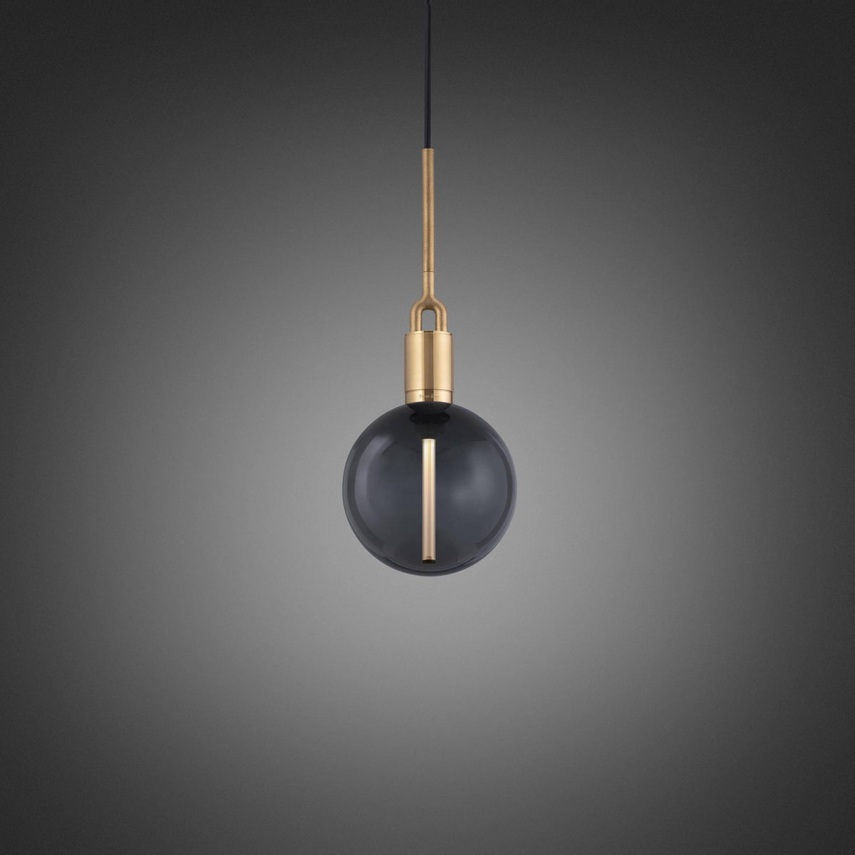Forked Pendant Linear Globe Smoked Medium Brass