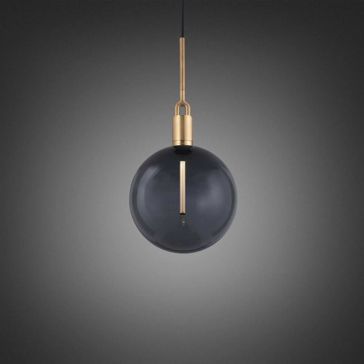 Forked Pendant Linear Globe Smoked Large Brass