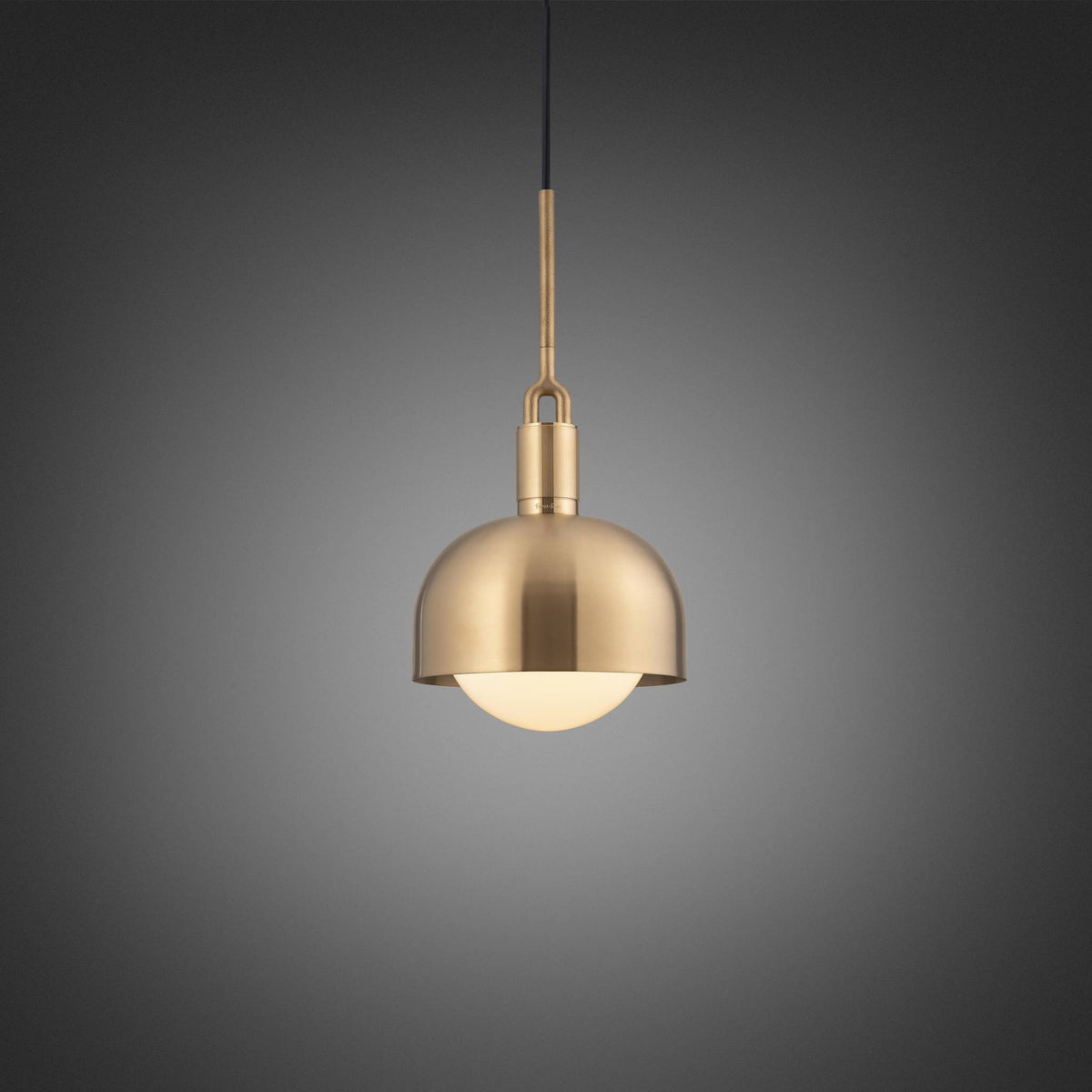 FORKED PENDANT SHADE GLOBE OPAL MEDIUM - BRASS
