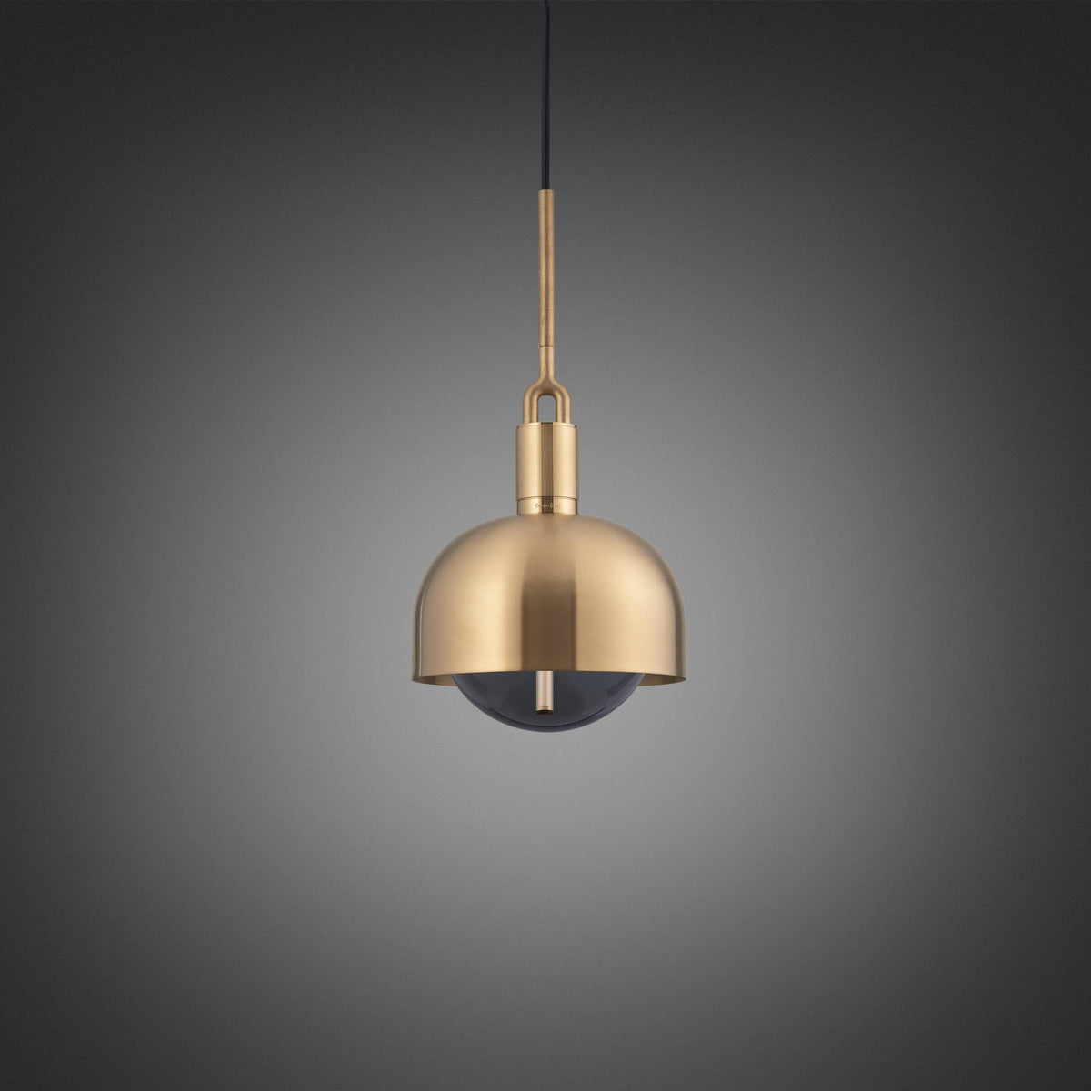FORKED PENDANT SHADE GLOBE SMOKED MEDIUM - BRASS
