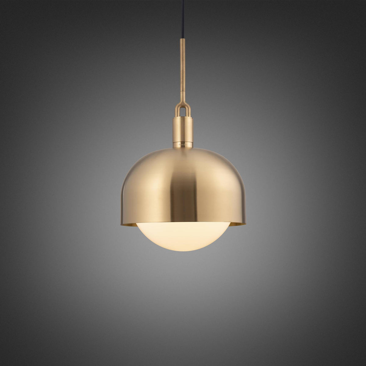 FORKED PENDANT SHADE GLOBE OPAL LARGE - BRASS