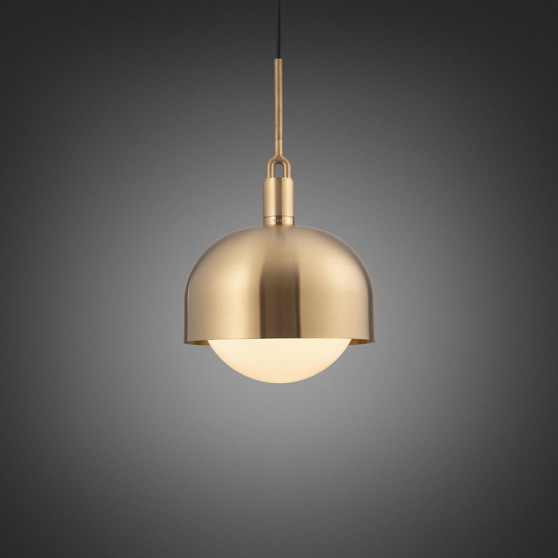FORKED PENDANT SHADE GLOBE OPAL LARGE - BRASS