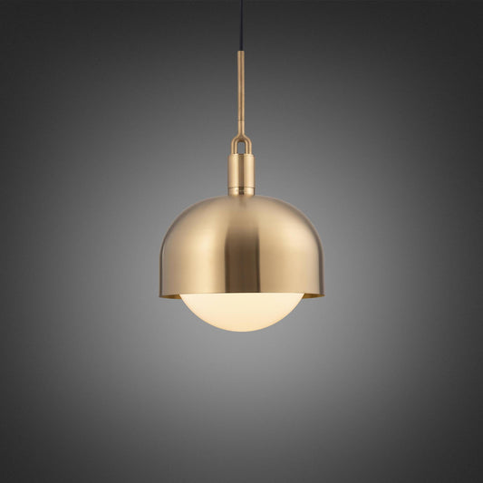 FORKED PENDANT SHADE GLOBE OPAL LARGE - BRASS