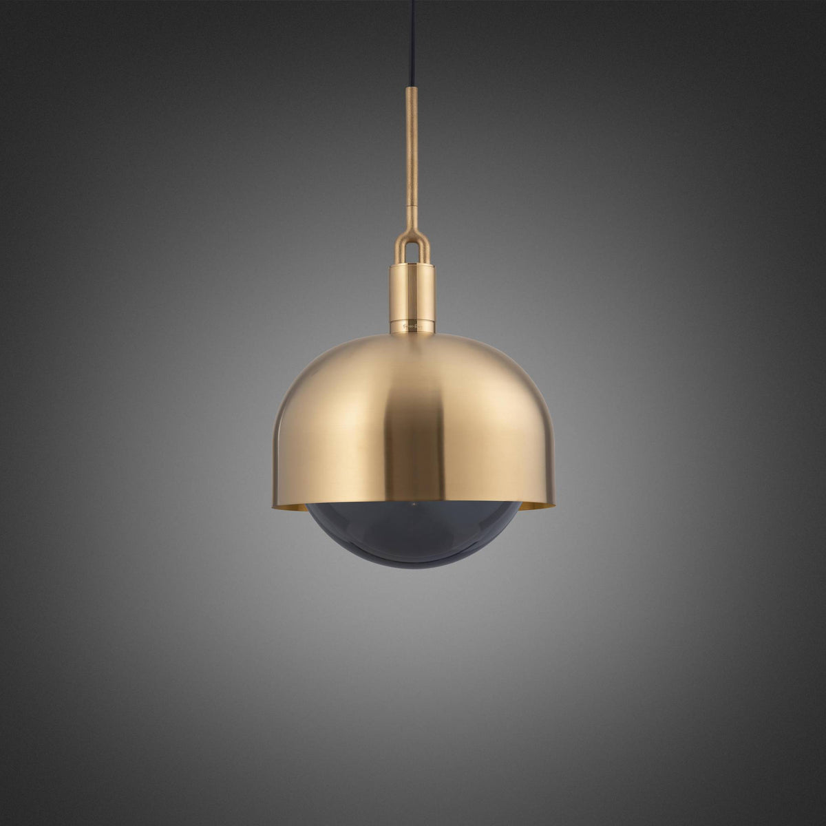 Forked Pendant Shade Globe Smoked Large Brass