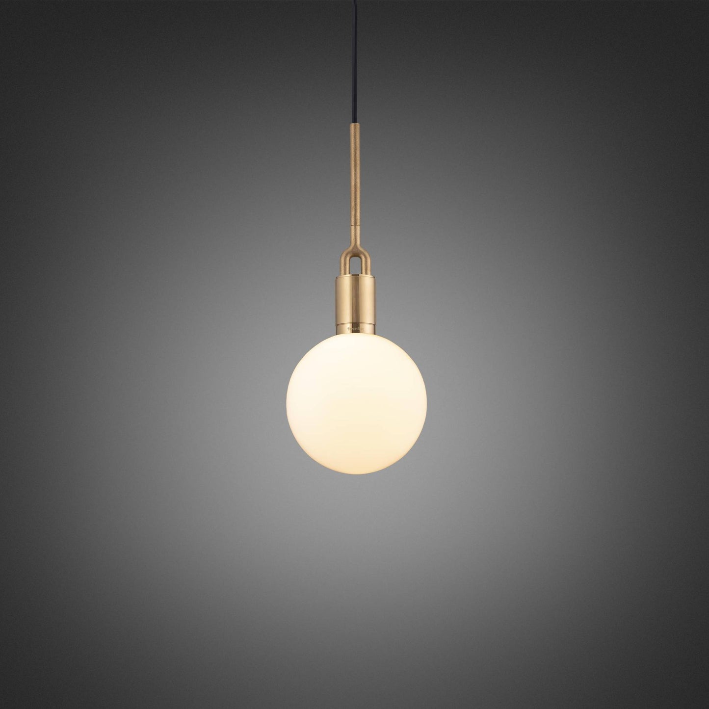 FORKED PENDANT GLOBE OPAL MEDIUM - BRASS