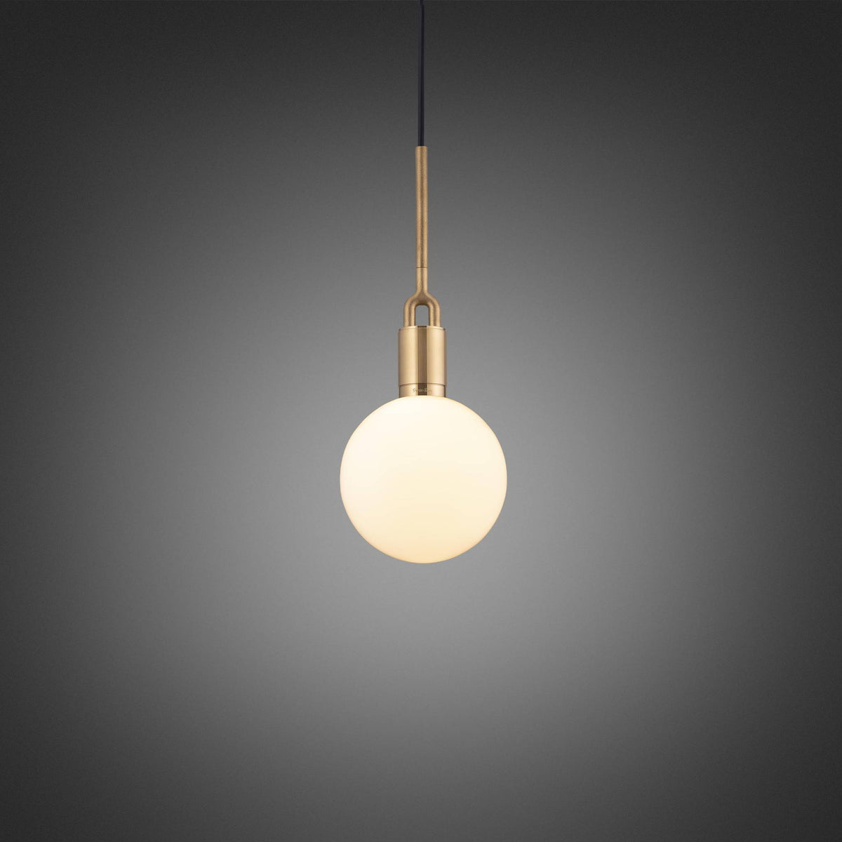 FORKED PENDANT GLOBE OPAL MEDIUM - BRASS