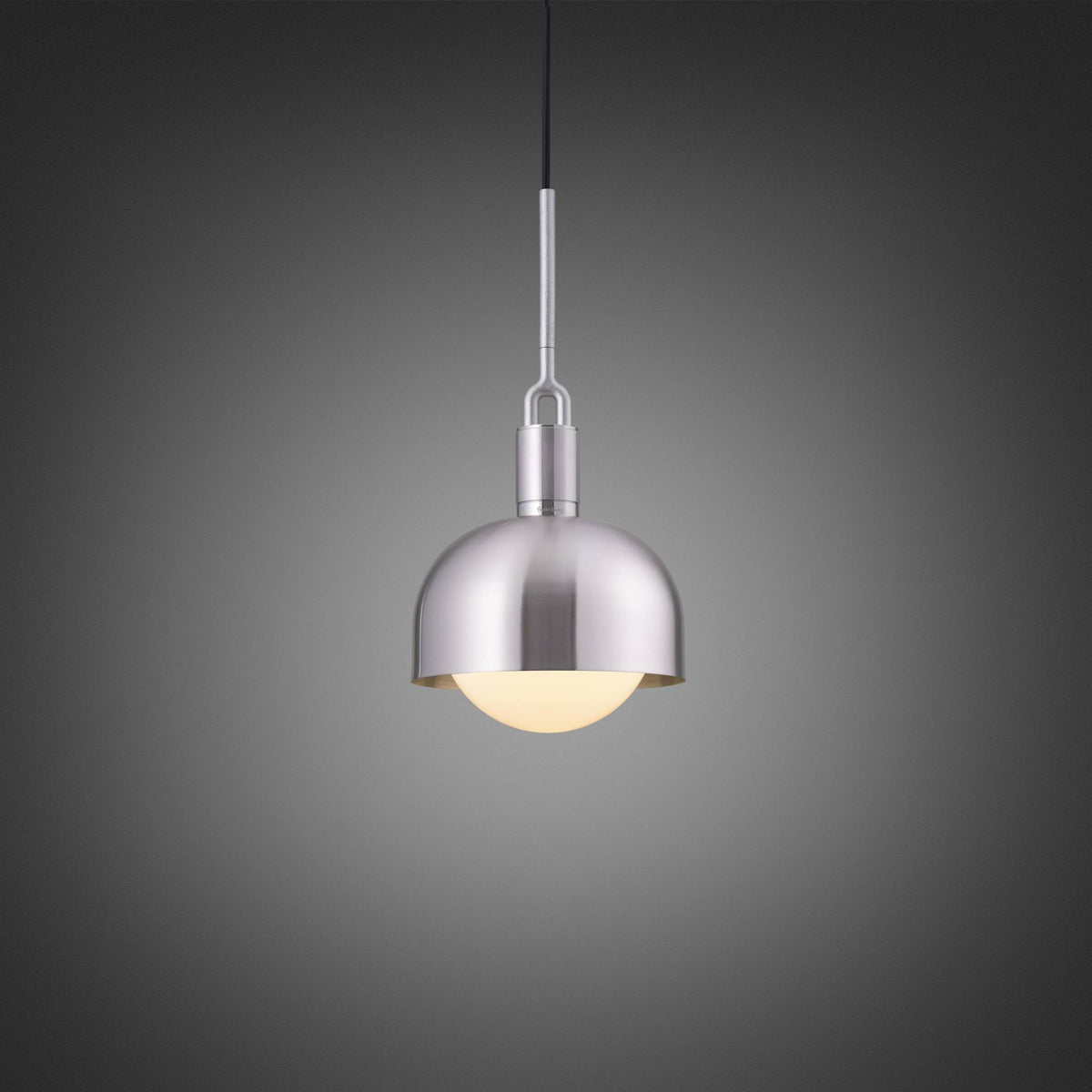 FORKED PENDANT SHADE GLOBE OPAL MEDIUM - STEEL