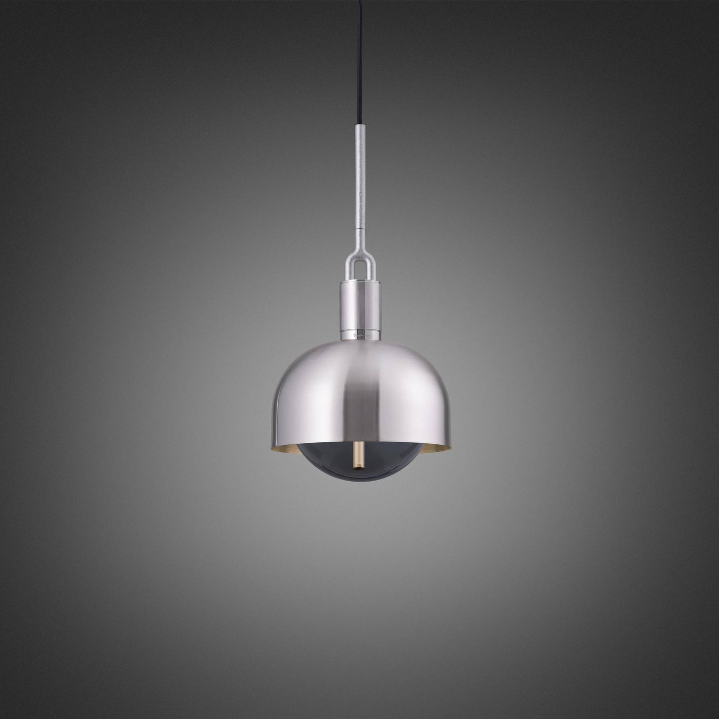 FORKED PENDANT SHADE GLOBE SMOKED MEDIUM - STEEL